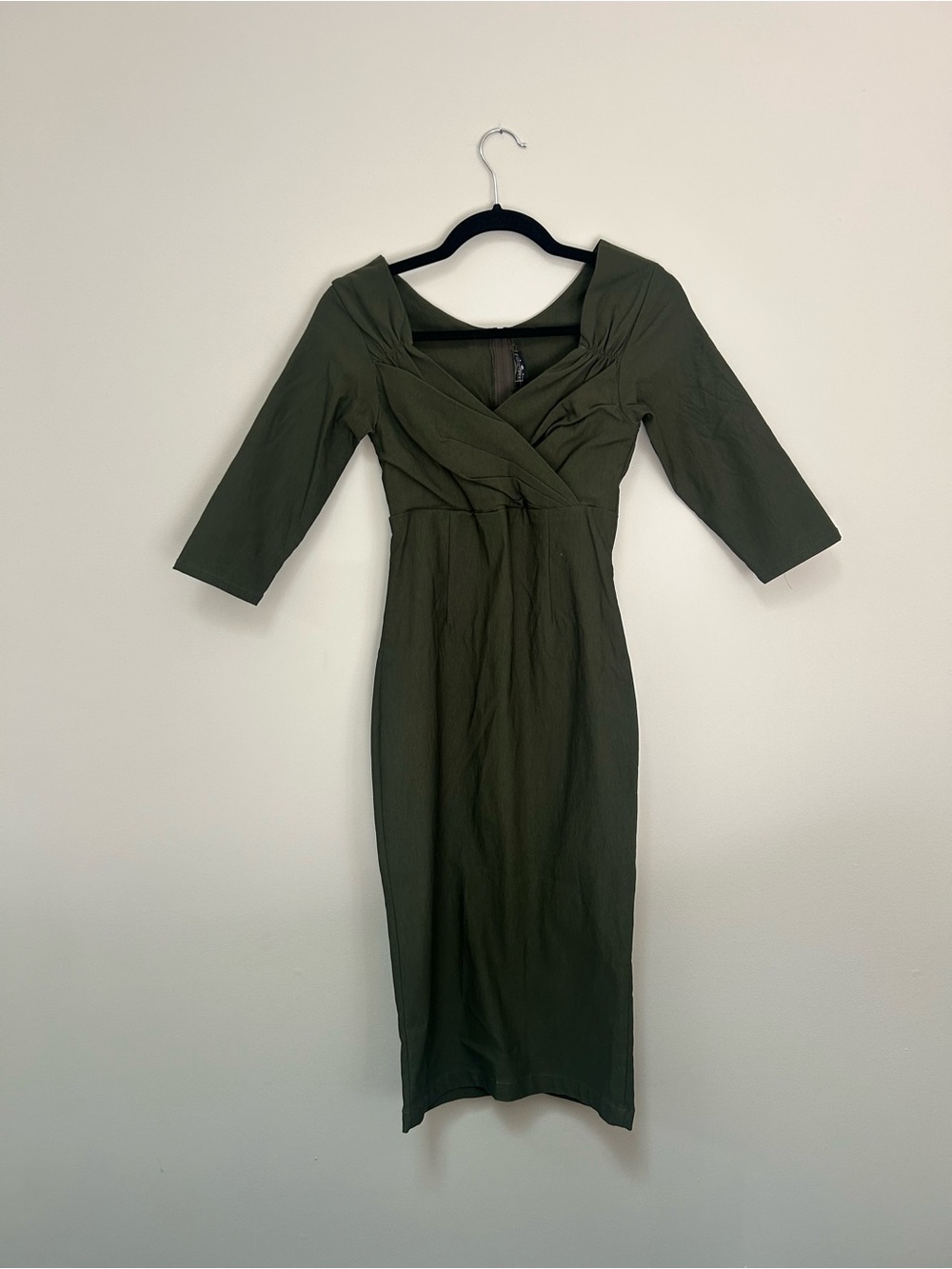 BNWT Blame Betty Pinup Wiggle Dress in Olive Green Size L